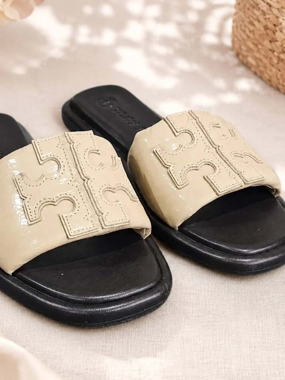 Tory Burch Double T Sport Slide Cream/Gold